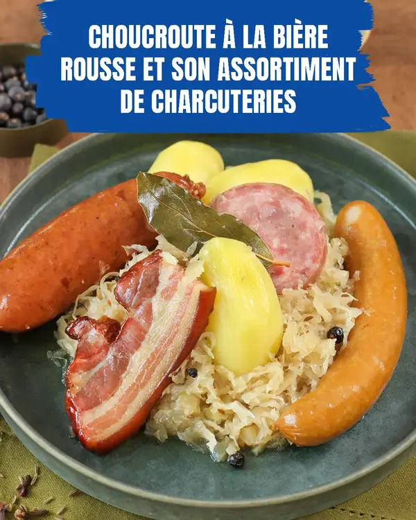 Choucroute à la bière rousse et son assortiment de charcuteries